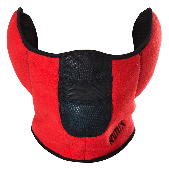 rimix保暖面罩耳罩 加厚加绒护耳头套 羊羔绒户外骑行跑步 护面罩头罩 红色