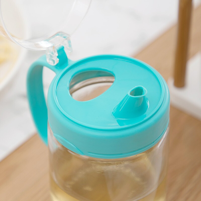 茶花（CHAHUA） 茶花油壶玻璃防漏厨房用品装塑料调味瓶醋瓶酱油瓶套装375m 【15*7.9cm】绿色