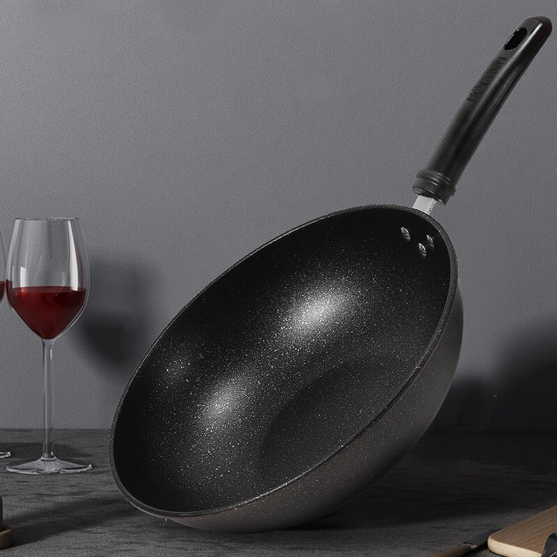 康巴赫 锅具套装麦饭石色炒锅煎锅汤锅不粘锅三件套电磁炉燃气灶通用 麦饭石三件套 3件套