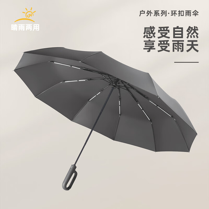 艾逸瑶选 赛博系列环扣手柄全自动商务超大晴雨伞 YS-1848