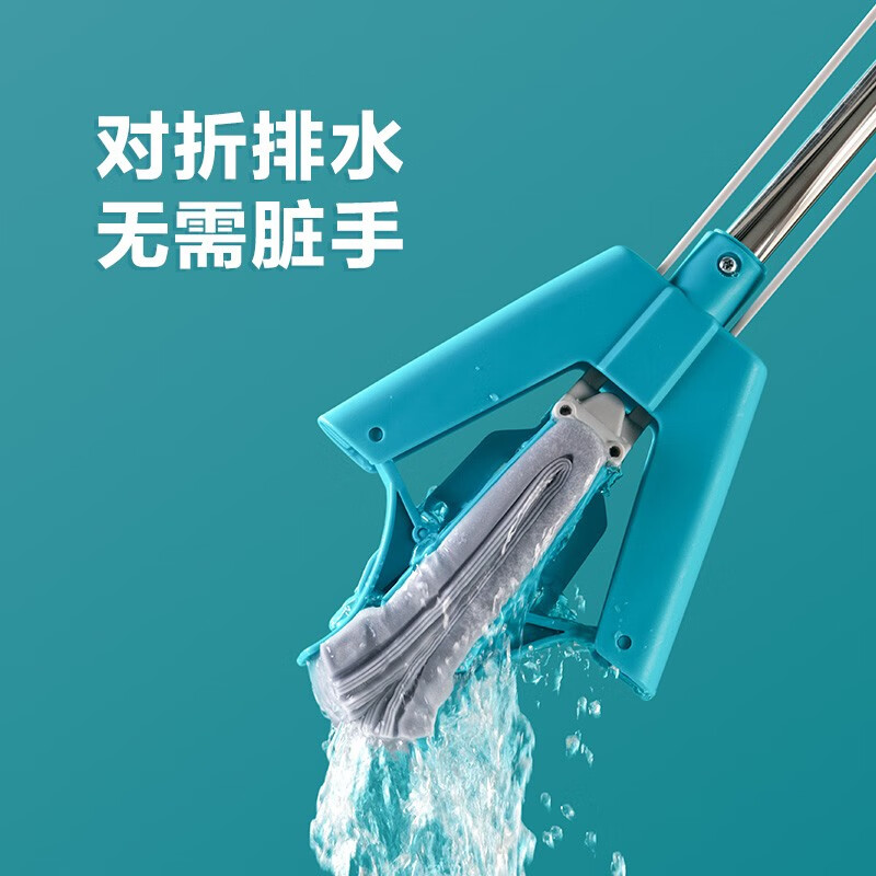 茶花海绵拖把2023新款头对折挤水免手洗拖地胶棉吸水地拖布 【洁境灰】洁境双效对折胶棉拖