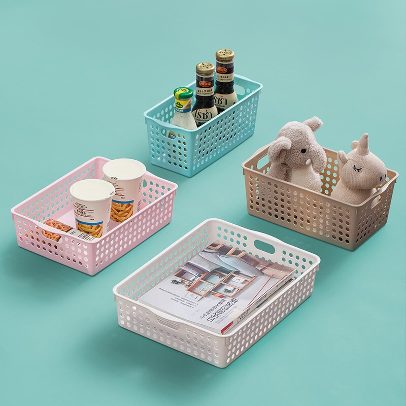 茶花（CHAHUA）茶花收纳筐厨房蔬菜水果筐果蔬收纳整理筐文具收纳盒收纳筐小号2898 灰色4个装-2898
