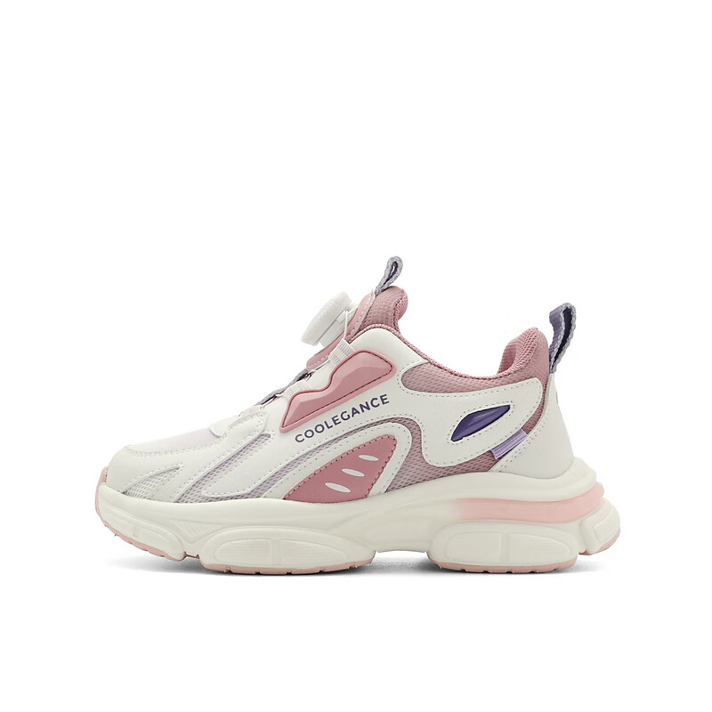 百丽复古老爹鞋童2023秋季新商场同款厚底拼色休闲运动鞋C3110C83 米色/粉色 30