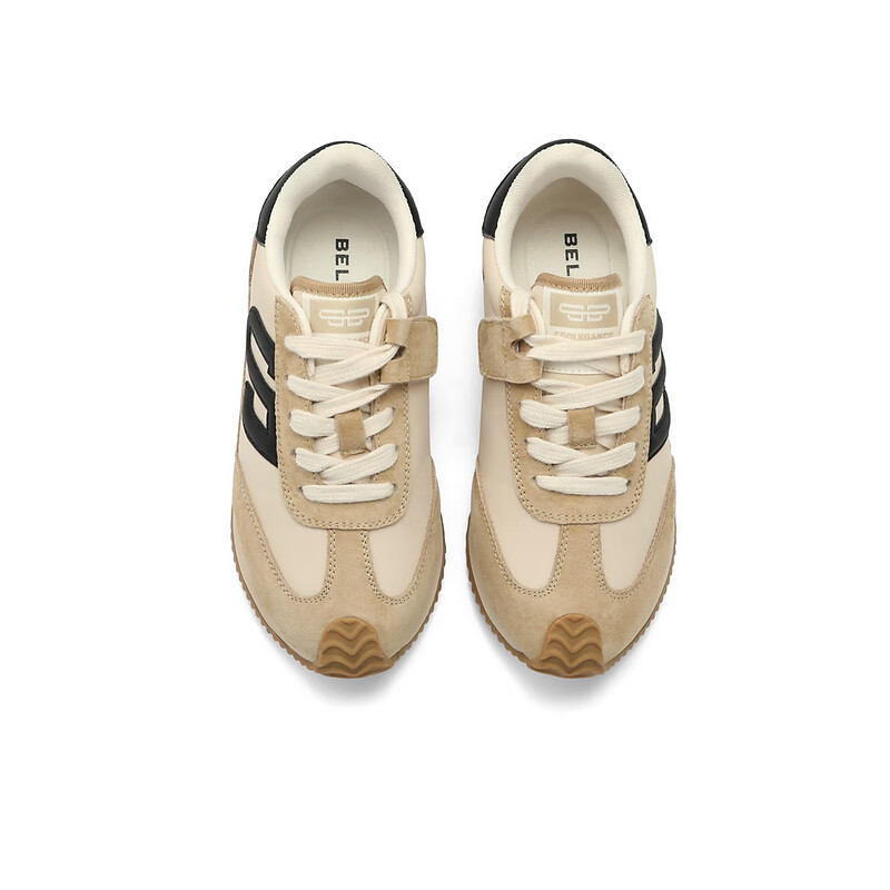 百丽童鞋拼色时尚阿甘鞋2023秋季新商场同款百搭休闲运动鞋36960C83 卡其色 31