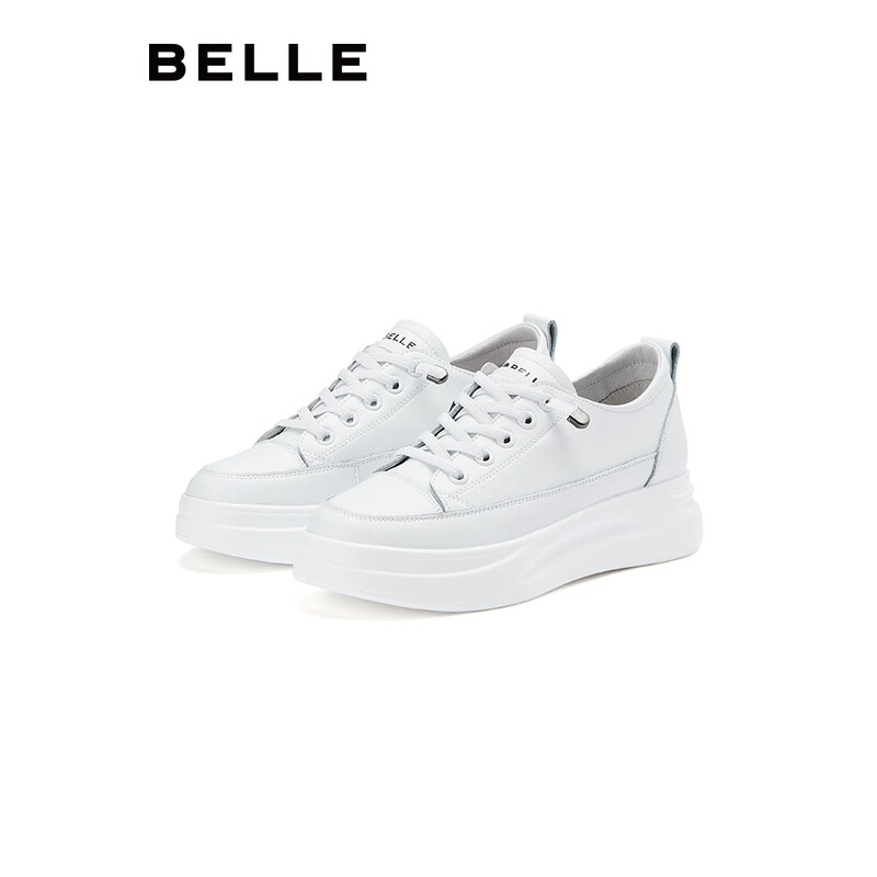 百丽小白鞋女鞋春夏商场新款厚底增高一脚蹬单鞋透气休闲鞋子女预售 白色 37