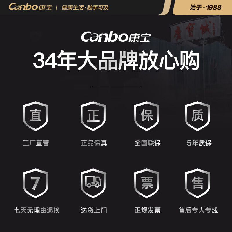康宝(Canbo) 中温热风循环消毒柜 商用立式 大容量双门不锈钢碗柜 酒店食堂饭店保洁柜GPR700A-5一价无忧