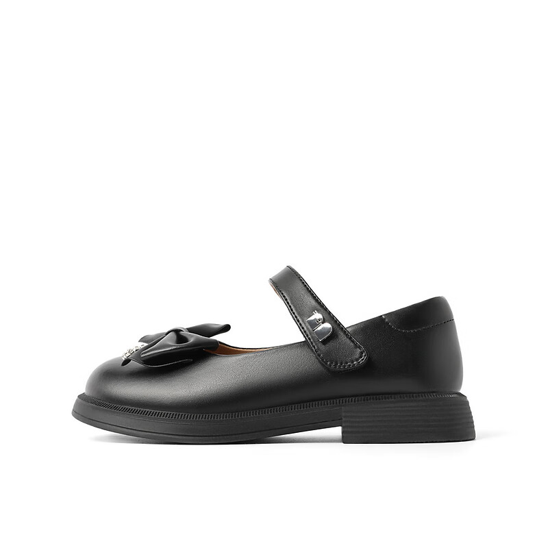 百丽公主风皮鞋童鞋2023春季新商场同款蝴蝶结单鞋11105A83 黑色 33