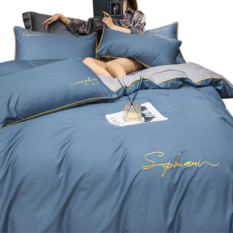 Tri-polar北欧风床上用品床品套件 TP2750 宝石蓝 1.8m床床笠款四件套