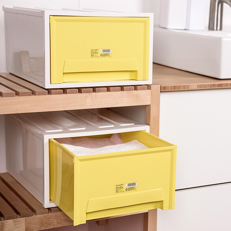 茶花（CHAHUA）茶花抽屉收纳柜塑料收纳箱 【三只装】马卡龙蓝 3层装