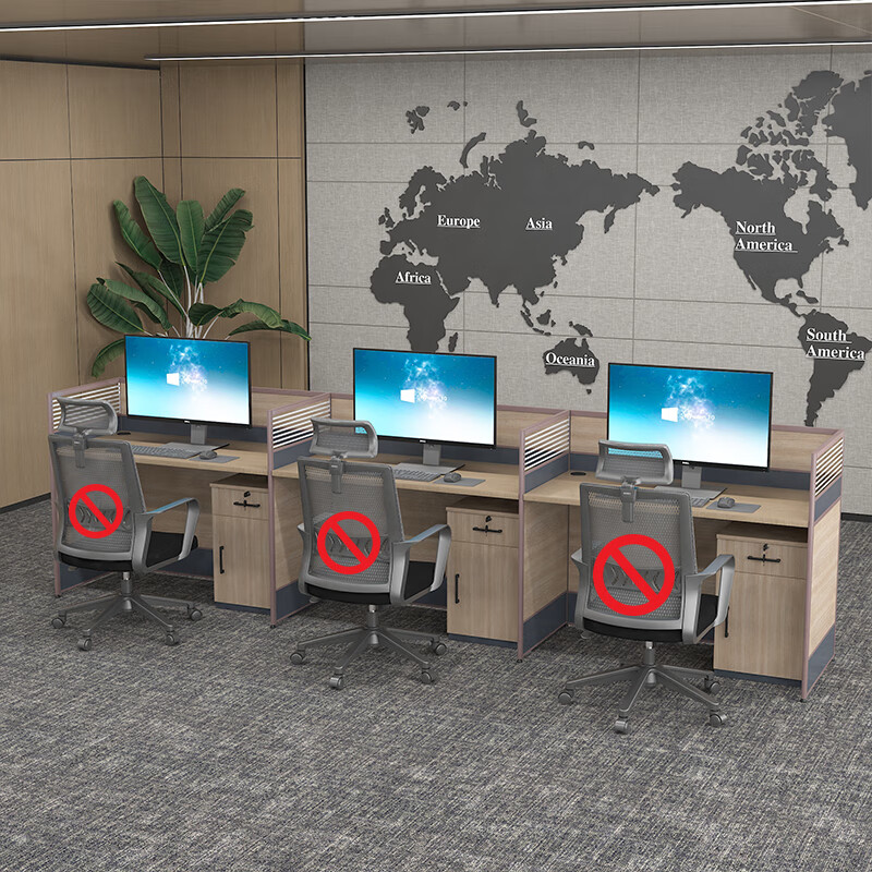 臻远GWD-009职员办公桌屏风桌组合员工位电脑桌职员工位 直排三人位