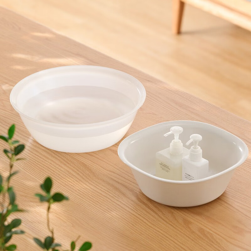 茶花银离子抗菌加厚脸盆塑料脚盆洗PP新生婴儿童大小脸盆洗菜盆 【两个装】方盆S+L