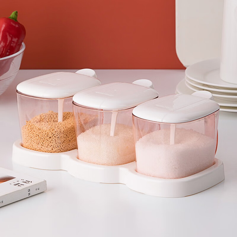 茶花（CHAHUA） 茶花 调味罐调料盒调味瓶三件套装厨房用品创意欧式调味盒盐罐 颜色随机300ml*3