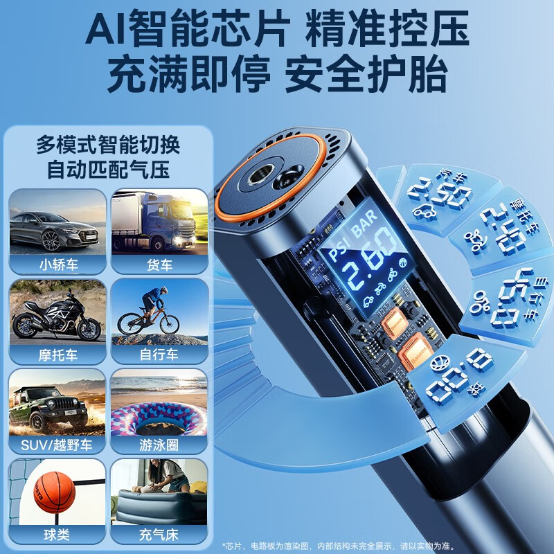 倍思（Baseus）车载充气泵汽车轮胎打气泵打气筒自行车电动车便携充气宝电动气泵 有线款【10s速充 告别续航焦虑】