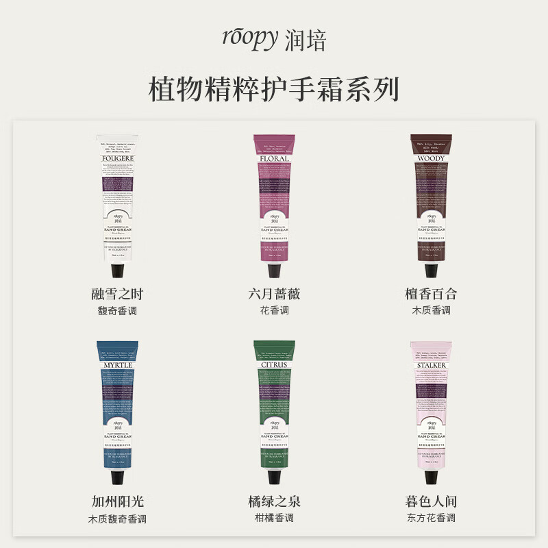 润培护手霜香氛保湿滋养护手霜清爽植物精粹补水便携装 融雪之时-75ml