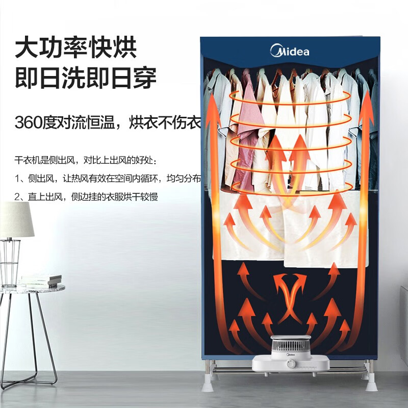 美的（Midea）干衣机烘干机家用布罩类 婴儿衣物内衣内裤定时恒温暖风机 32斤大称重大功率速烘烘衣机 HBG-JQ2-1