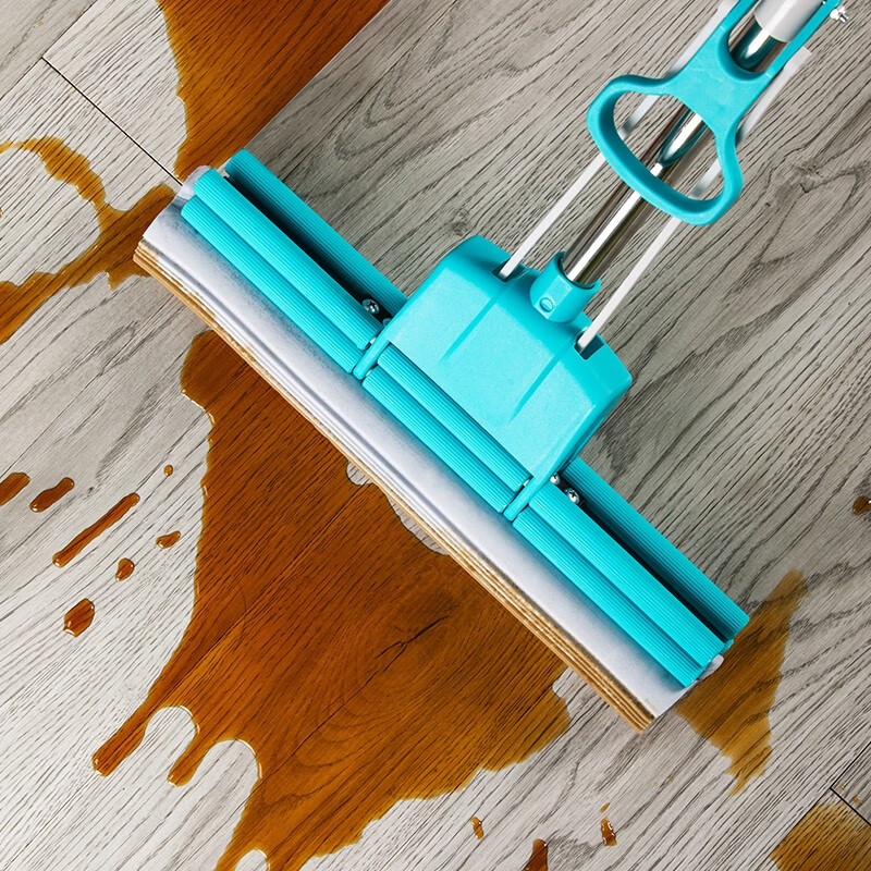 茶花海绵滚轮拖把免手洗2023新款家用拖地神器胶棉吸水地拖 【灰小号】洁境滚轮胶棉拖