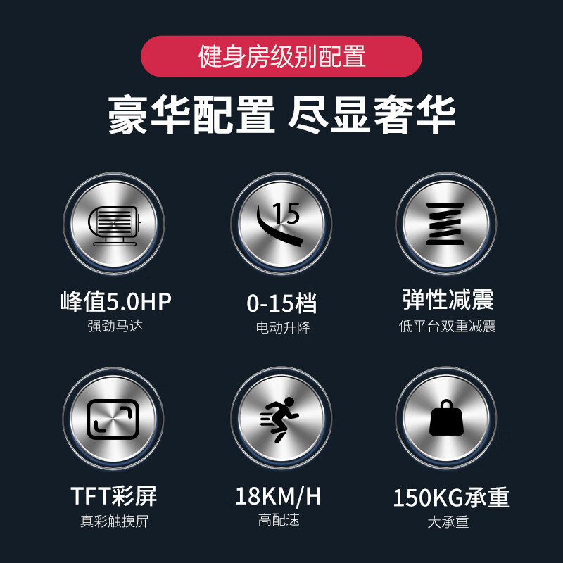 捷瑞特（JOROTO）美国品牌跑步机商用家用智能减震可折叠健身房彩屏健身器材D50