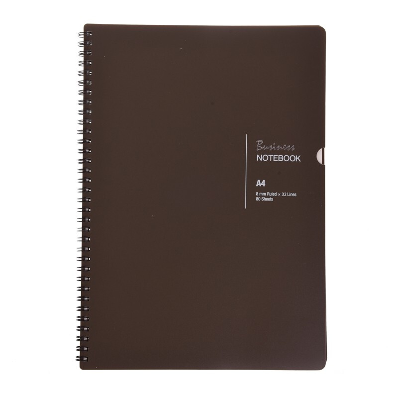 史泰博 PP面螺旋 日记本 办公专用记事本会议记录本 学生专用笔记本文具本子 加厚 A4典雅灰 80页 单本