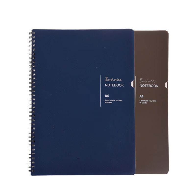 史泰博 PP面螺旋 日记本 办公专用记事本会议记录本 学生专用笔记本文具本子 加厚 A4典雅灰 80页 单本