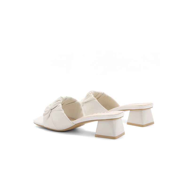 百丽温柔气质一字拖女2023夏季新商场同款优雅凉拖Z6Q1DBT3 米白 39