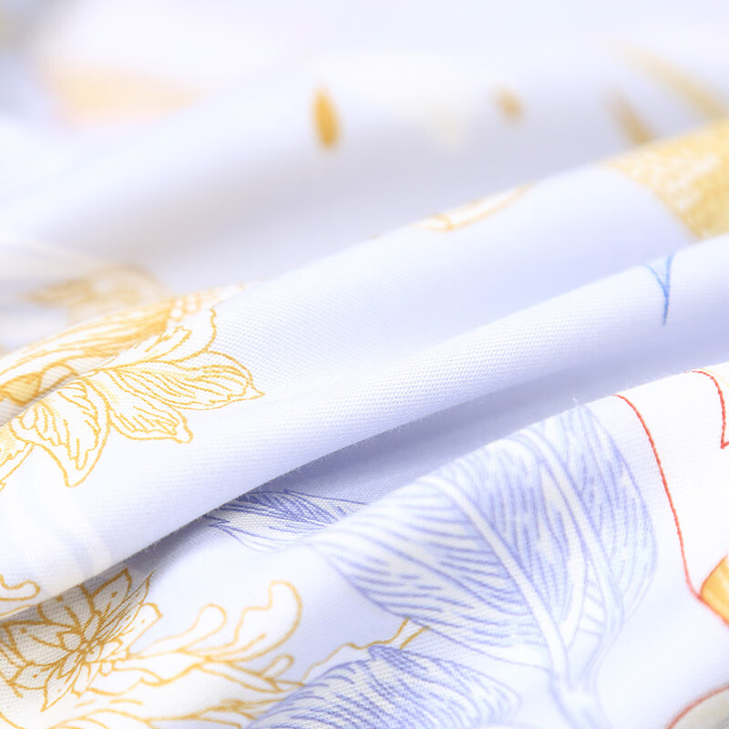 富安娜家纺床上六件套纯棉 100%全棉印花床单被套 单人学生宿舍套件 清姿·冬至 0.9米1.2米床(152*210cm)