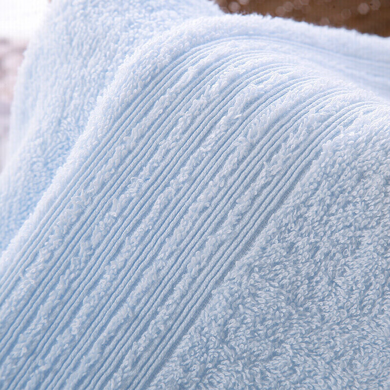 金号 毛巾家纺 A类纯棉亲肤素色洗脸毛巾浴巾三件套 1浴巾+2毛巾 蓝色