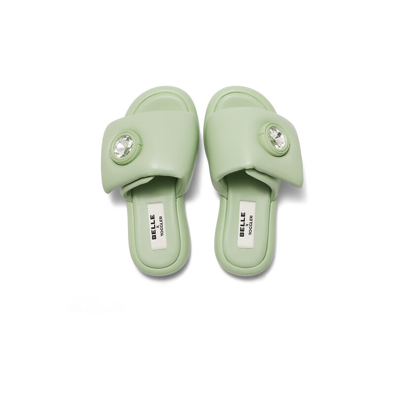 百丽【刘雯同款】联名一字拖女2023夏季新商场同款拖鞋3R3B4BT3 绿色 37