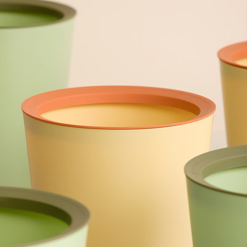 茶花垃圾桶家用客厅轻奢大容量2023新款厨房卧室卫生间高颜值无盖 【淡黄色-8.5L】压圈2只装