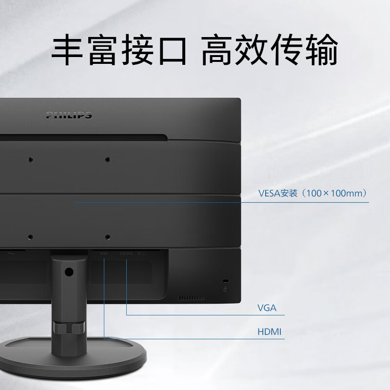 飞利浦（PHILIPS） 19.5英寸 商用高清显示器 TUV低蓝光护眼不闪屏 VGA+HDMI 支持壁挂 办公电脑显示屏 201S8LHSB2