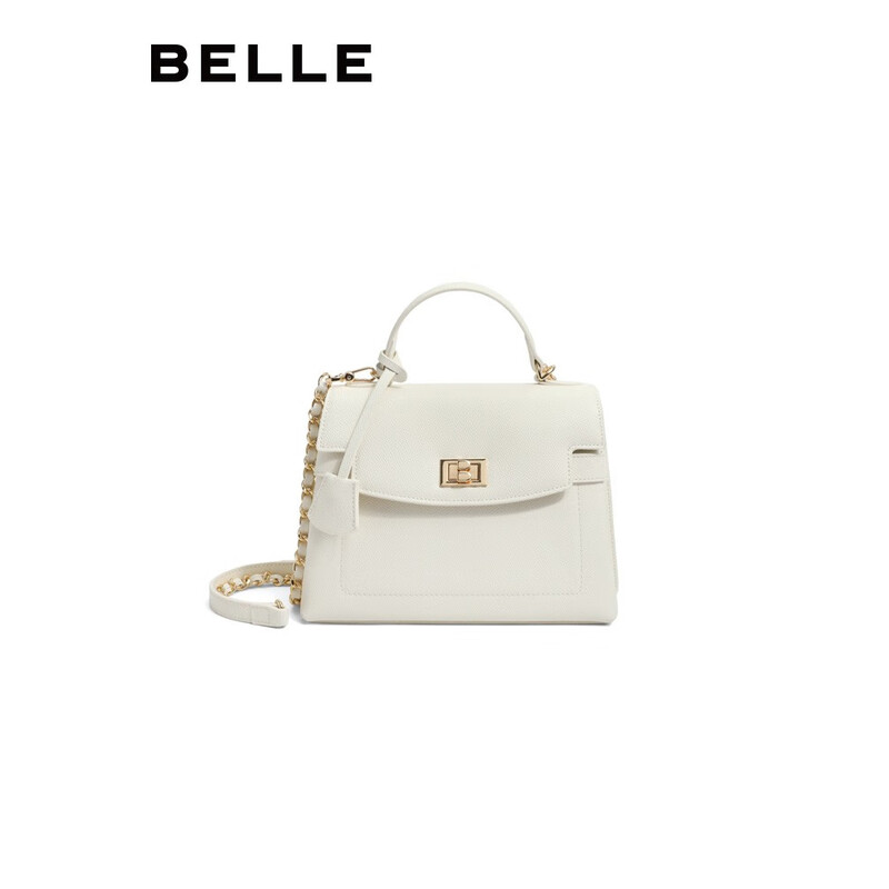 百丽简约气质凯莉包2023夏季新款轻奢质感单肩斜挎手提包X6689BX3 米色 F