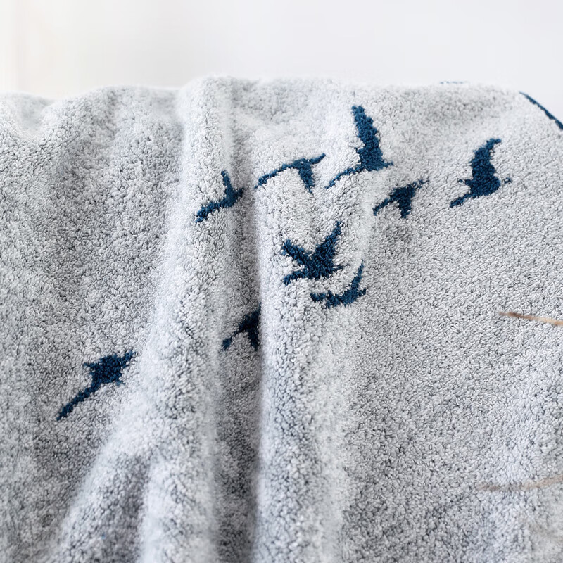 金号 A类纯棉枕巾加大加厚枕巾单条装优雅水墨画蓝色186g52cm*80cm