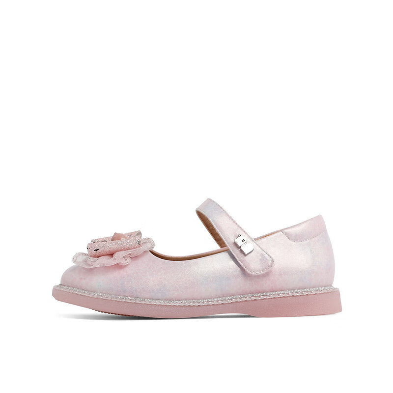 百丽蝴蝶结皮鞋童鞋2023春季新商场同款人鱼姬单鞋21553A83 粉色 28
