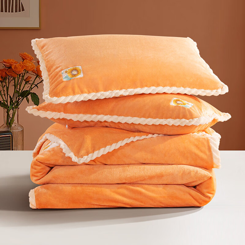 富安娜家纺三件套牛奶绒 单人加厚被套冬季 学生法兰绒保暖床品套件 儿童防静电暖暖绒被套枕套 152*210cm