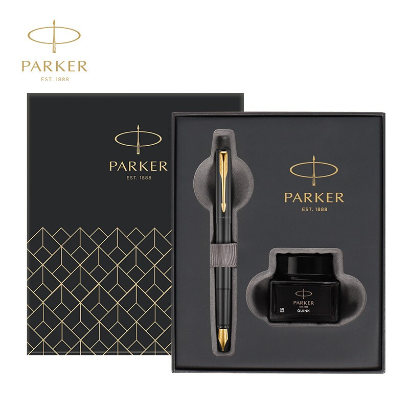 派克（PARKER）钢笔签字笔 商务送礼男女生日礼物学生练字文具 威雅XL经典黑金夹墨水笔+深灰迷你墨水礼盒