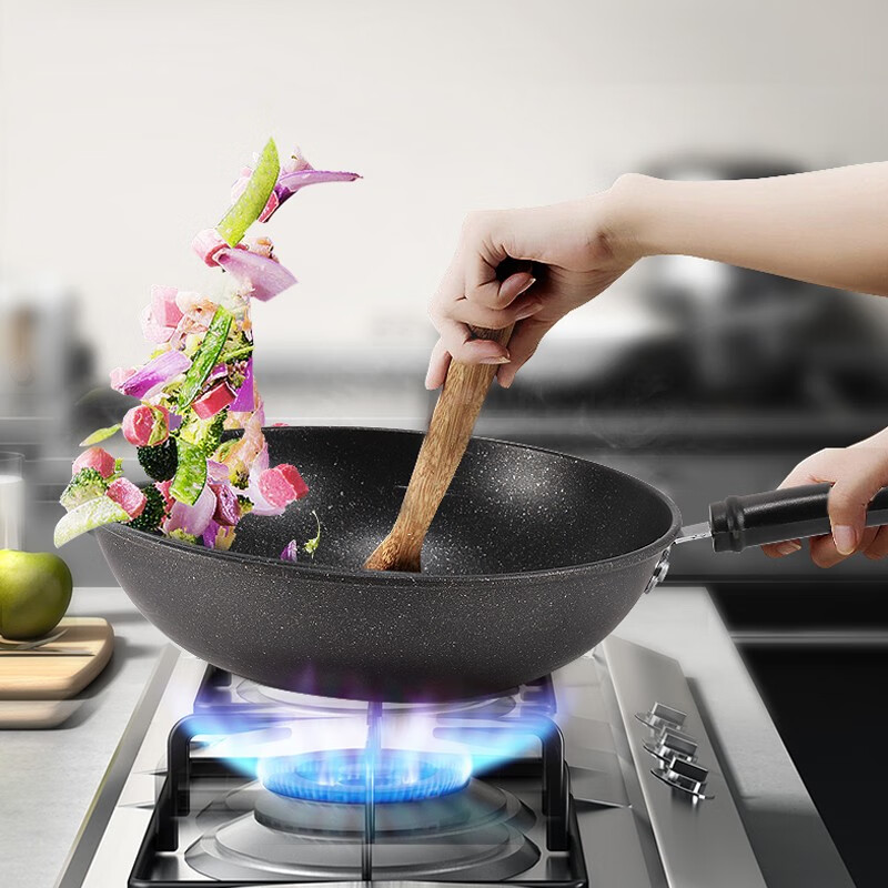 康巴赫 锅具套装麦饭石色炒锅煎锅汤锅不粘锅三件套电磁炉燃气灶通用 麦饭石三件套 3件套