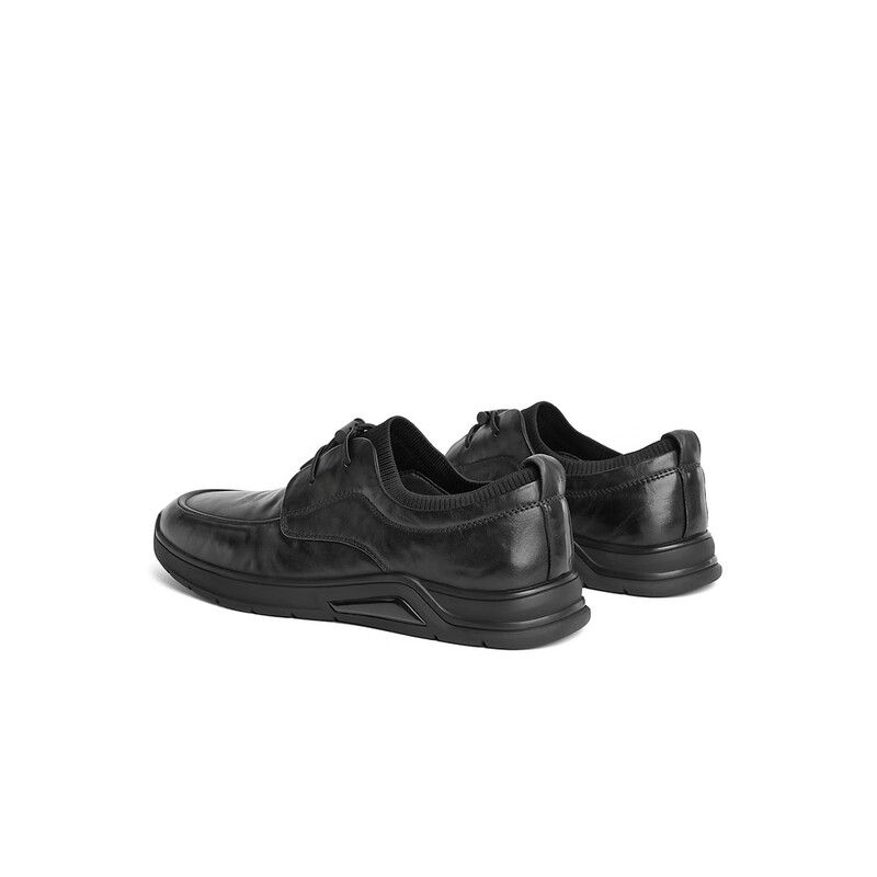 百丽一脚蹬商务鞋男2023秋季新牛皮褶皱爸爸鞋休闲皮鞋A1240CM3 黑色 38