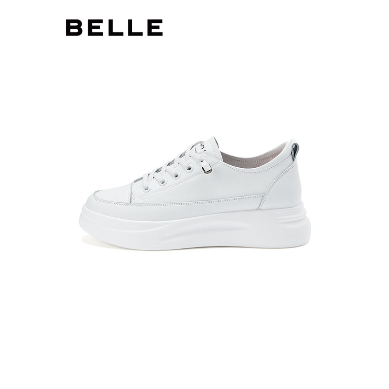 百丽小白鞋女鞋春夏商场新款厚底增高一脚蹬单鞋透气休闲鞋子女预售 白色 37