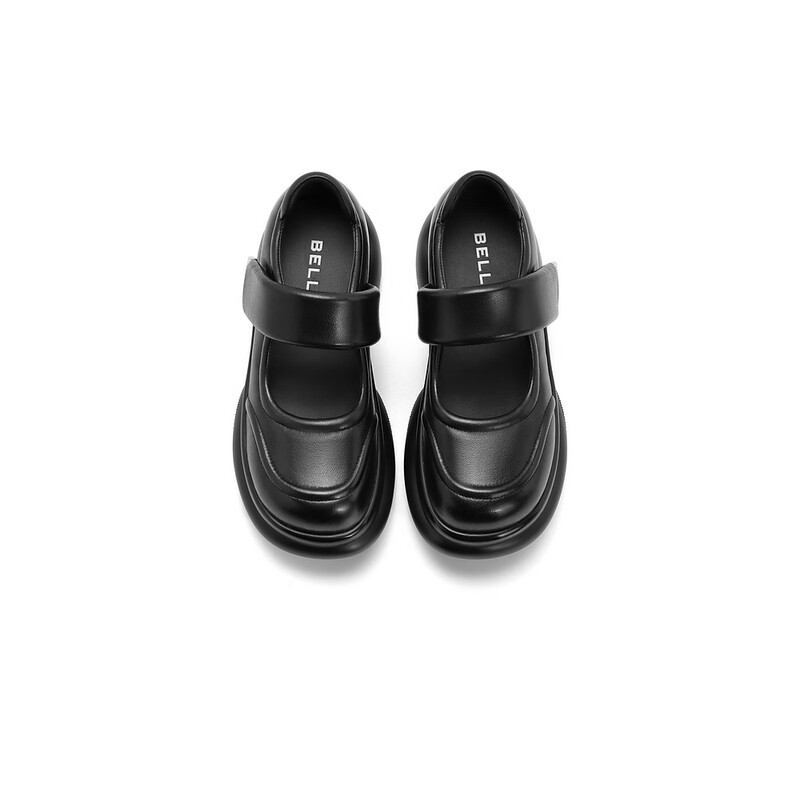 百丽丑萌面包玛丽珍鞋女23秋季新款多巴胺大头鞋B1542CQ3 黑色 38