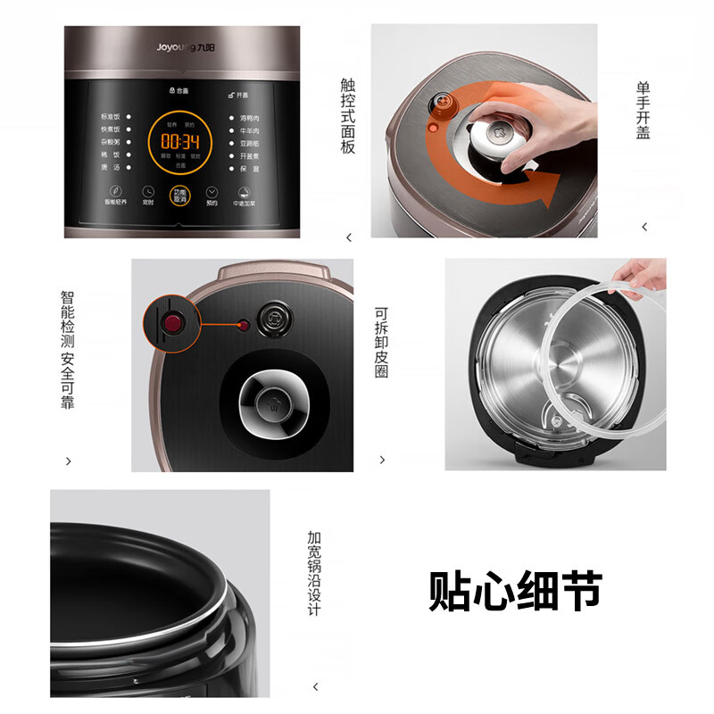 九阳（Joyoung）智能家用6升电压力锅压力煲铜匠大火一锅双胆大屏一键操作开盖营养煮预约定时6L电高压锅Y-60C91