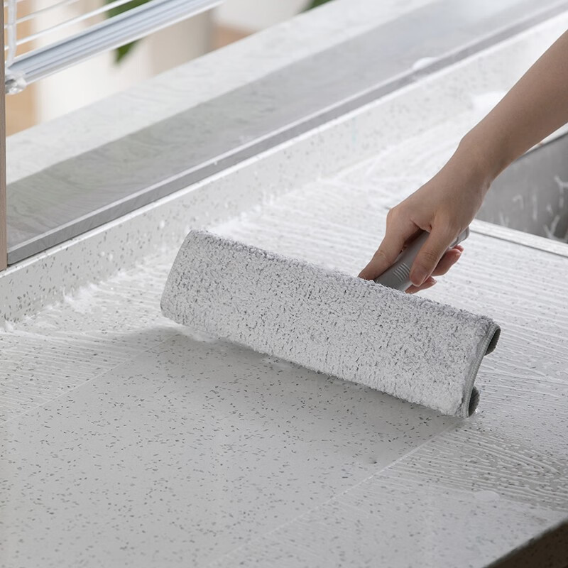 茶花擦玻璃神器双面清洗擦窗器家用伸缩杆窗户刮洗清洁工具 玻璃刮水 升级款【蓝色杆1.45米】