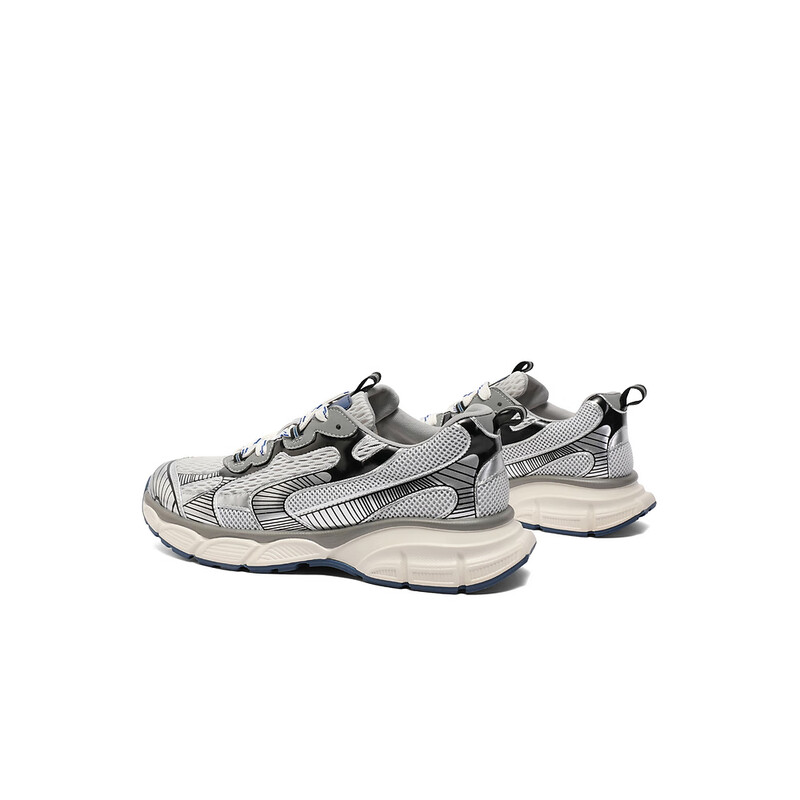 百丽潮酷撞色休闲鞋男2023冬新网面透气轻便运动风老爹鞋A1290CM3 灰色 38