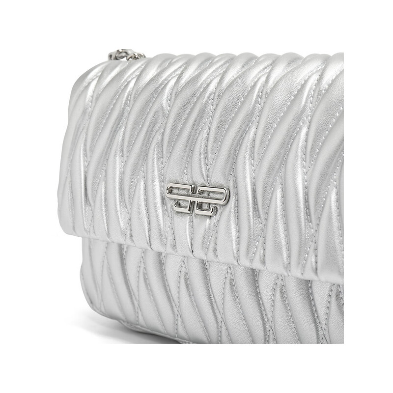 百丽秋季新商场同款褶皱银色高级礼盒款小方包X6895CX3 银色 F