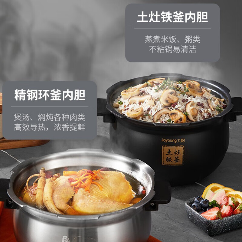 九阳（Joyoung）电压力锅家用5L大容量双内胆IH电磁加热多功能菜单智能电压力煲 Y-50IHS17【磁吸沥脂 一锅双胆】