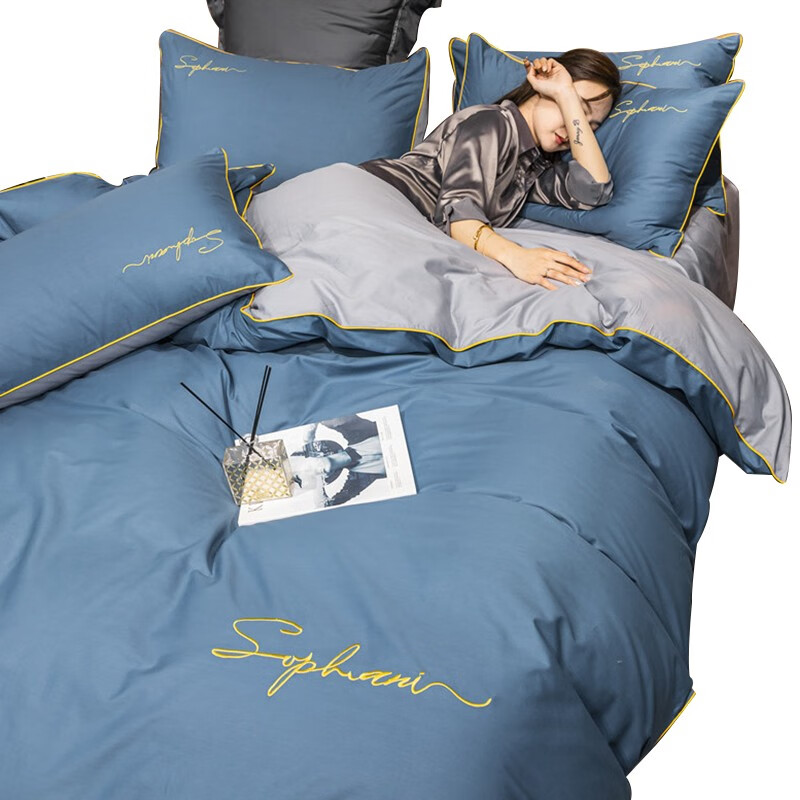 Tri-polar北欧风床上用品床品套件 TP2750 宝石蓝 1.8m床床笠款四件套