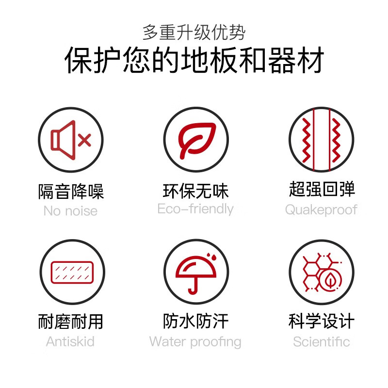 捷瑞特JOROTO美国品牌跑步机垫子隔音减震垫加厚防滑 中小号1米4