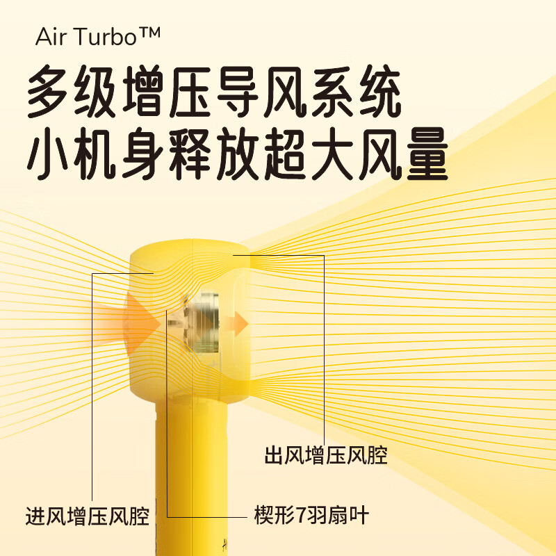 几素FA42涡轮聚风手持迷你小型随身便携式学生宿舍无叶轻音电风扇 小黄鸭联名款+2000mAh