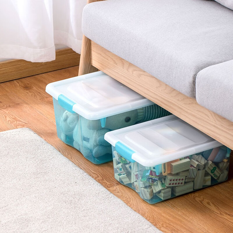 茶花（CHAHUA）茶花加厚收纳箱多容量透明整理箱衣服收纳盒玩具储物箱换季整理 【15.5L中号】2个装 秋叶黄