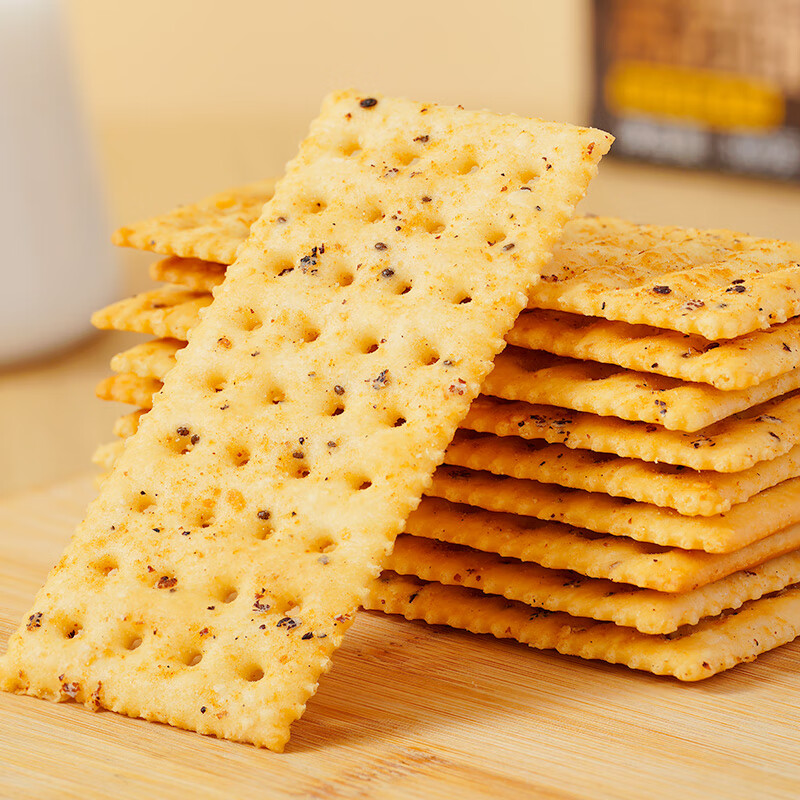 满格华夫黑松露火腿苏打饼干三色藜麦奇亚籽风味薄脆饼整盒300g休闲零食 黑松露苏打饼干300g*1盒