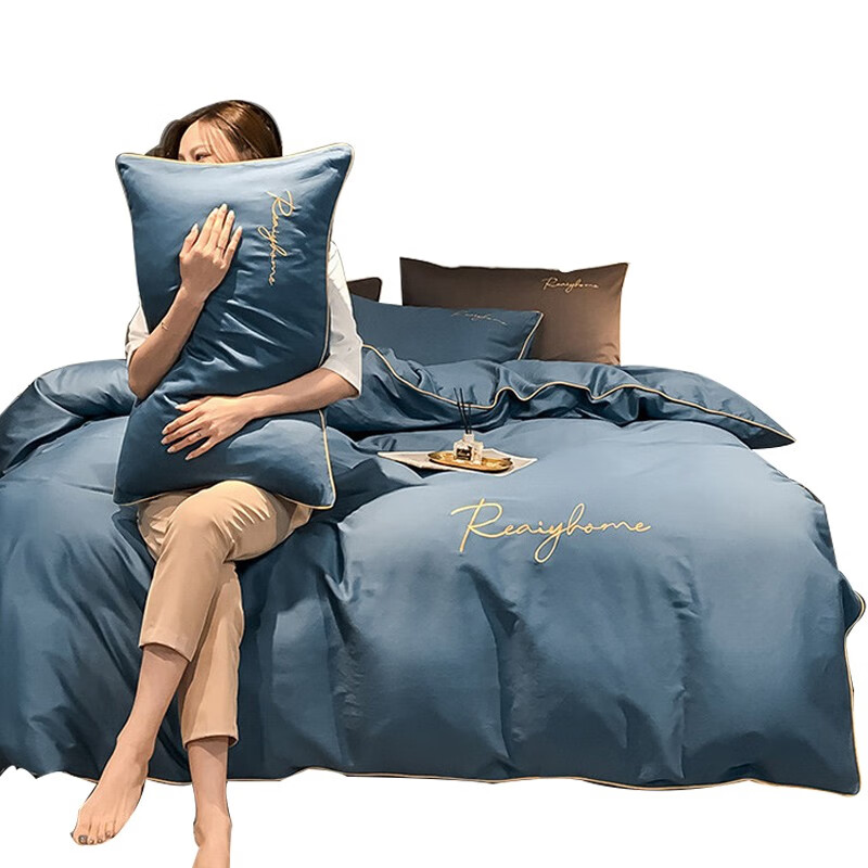 Tri-polar北欧风床上用品床品套件 TP2750 宝石蓝 1.8m床床笠款四件套