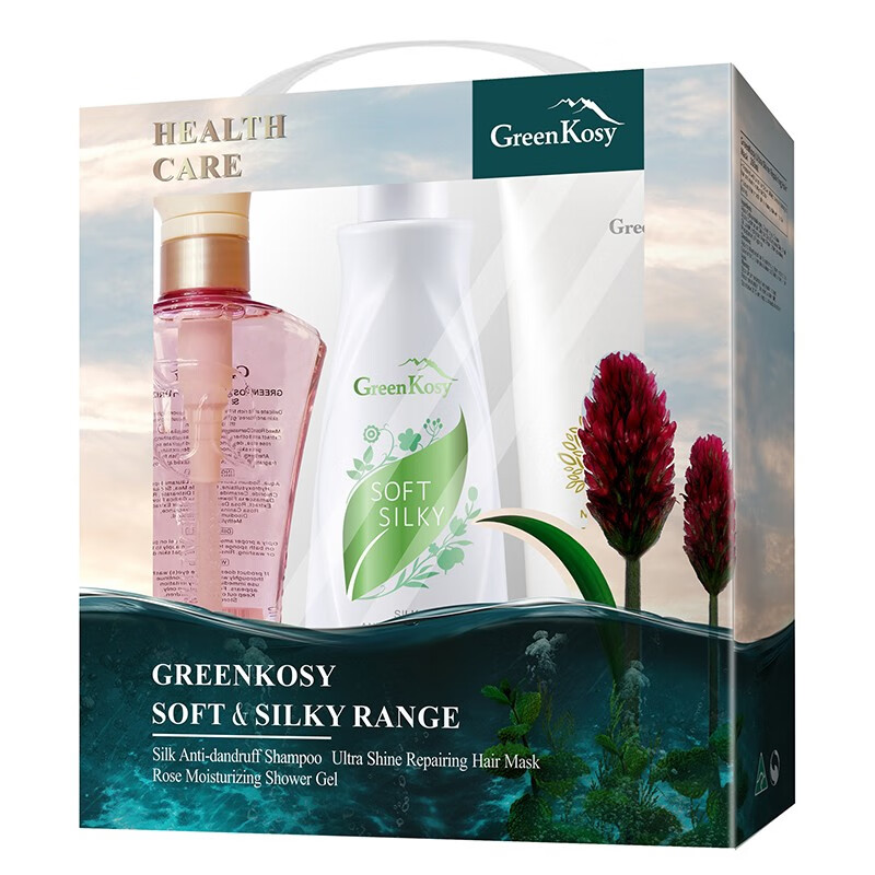 绿色溪谷（greenkoy）洗发水护发素沐浴露洗护套装礼盒 凝脂修护柔炫丝滑 柔炫丝滑洗护3件套（去屑）